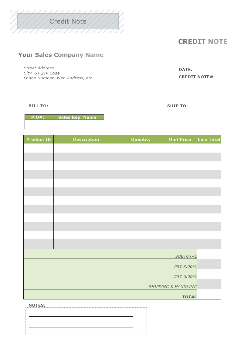 Credit Note Template | MyDraw