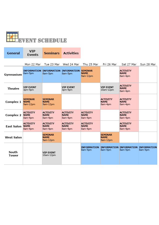 Event Schedule Template MyDraw